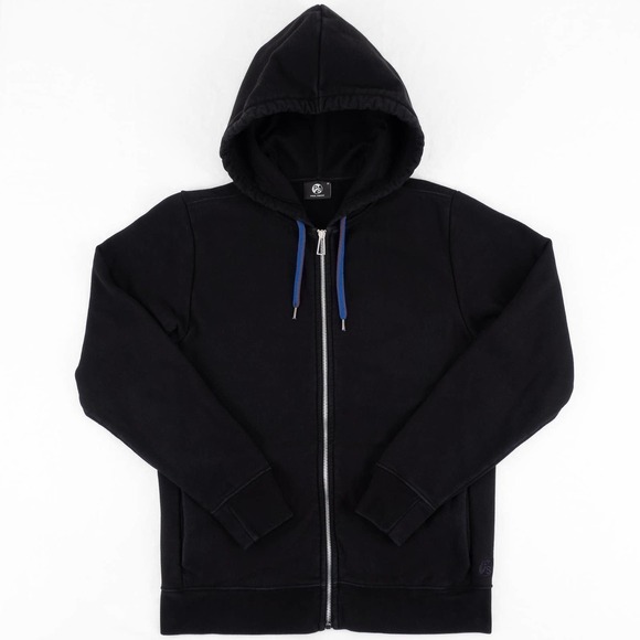 Paul Smith Zip-Up Embroidered Hoodie Cotton Men's Medium Black - Picture 1 of 6